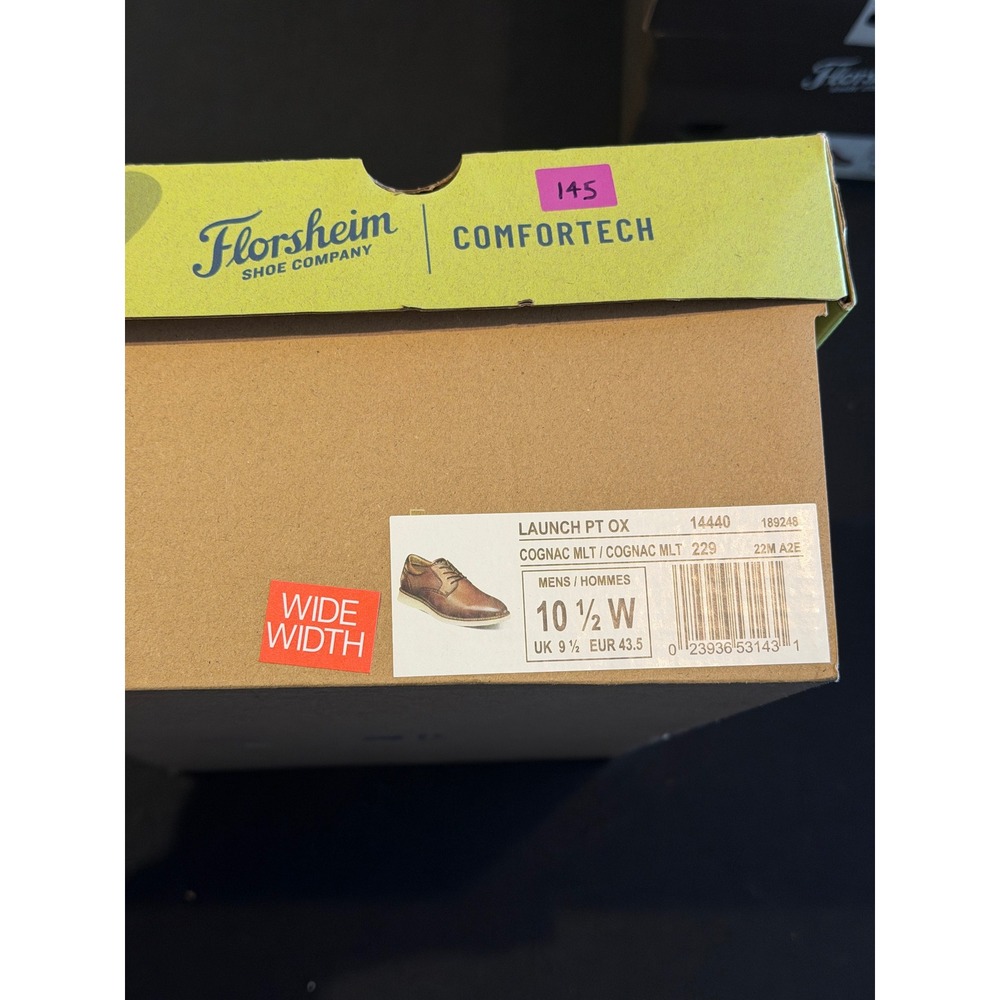 Florsheim Comfortech Launch PT OX Mens 10.5 W Cognac Leather Shoes 14440-229